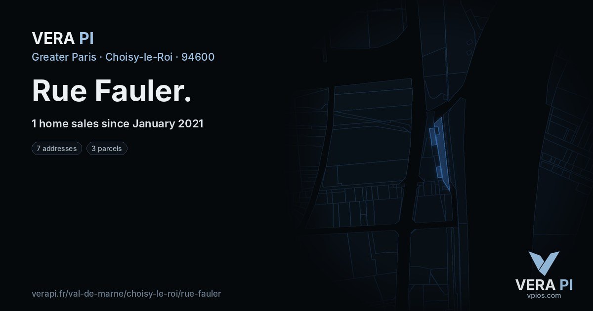 Rue Fauler, Choisy-le-Roi at night – every parcel coloured by the prices around it, the street's own parcels lit