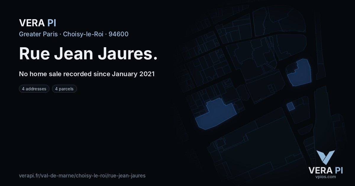 Rue Jean Jaures, Choisy-le-Roi at night – every parcel coloured by the prices around it, the street's own parcels lit