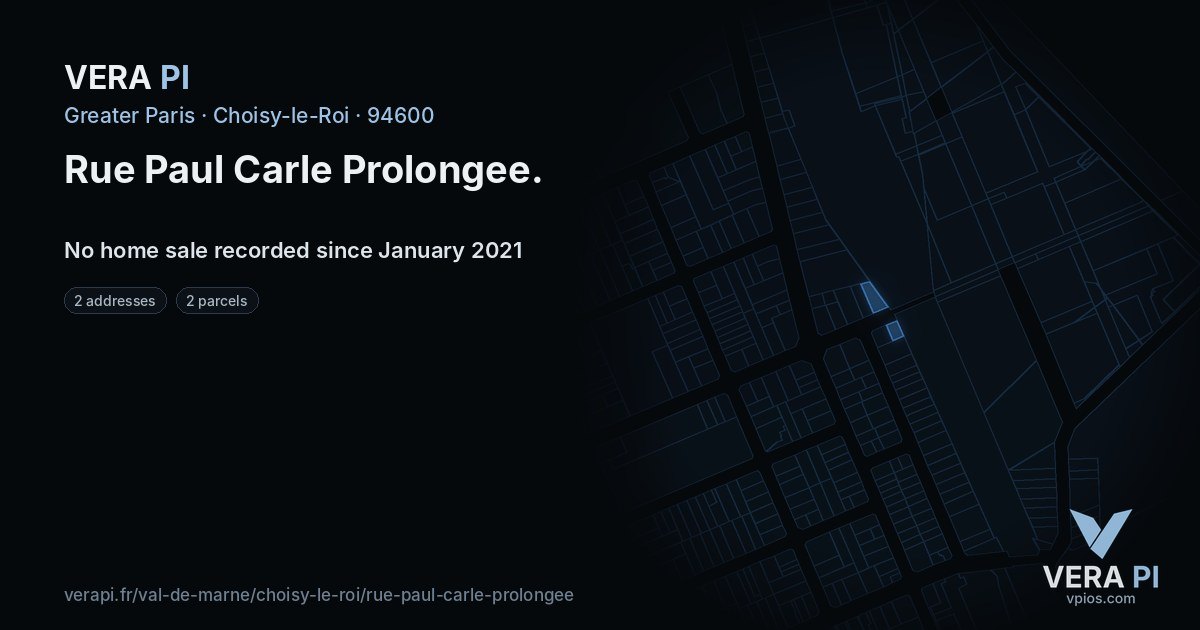 Rue Paul Carle Prolongee, Choisy-le-Roi at night – every parcel coloured by the prices around it, the street's own parcels lit