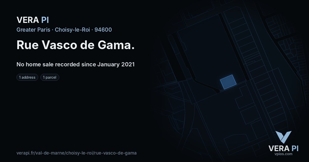 Rue Vasco de Gama, Choisy-le-Roi at night – every parcel coloured by the prices around it, the street's own parcels lit