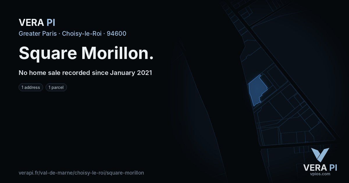Square Morillon, Choisy-le-Roi at night – every parcel coloured by the prices around it, the street's own parcels lit