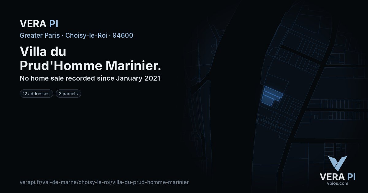 Villa du Prud'Homme Marinier, Choisy-le-Roi at night – every parcel coloured by the prices around it, the street's own parcels lit