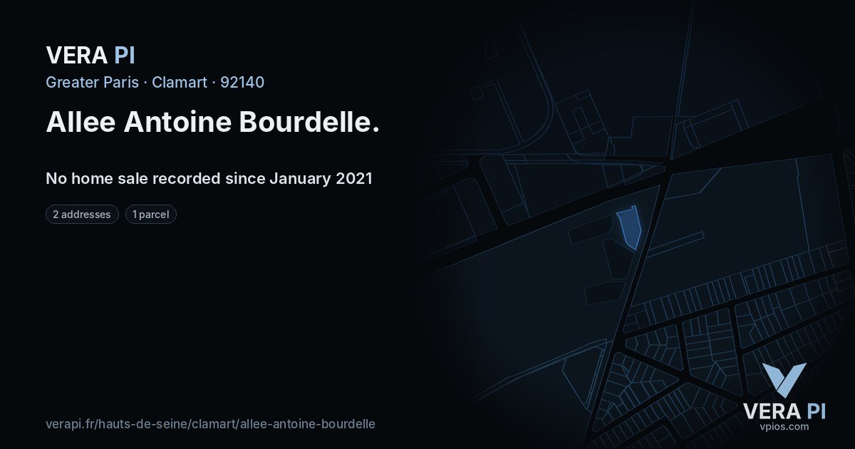 Allee Antoine Bourdelle, Clamart at night – every parcel coloured by the prices around it, the street's own parcels lit