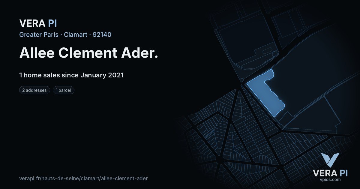 Allee Clement Ader, Clamart at night – every parcel coloured by the prices around it, the street's own parcels lit