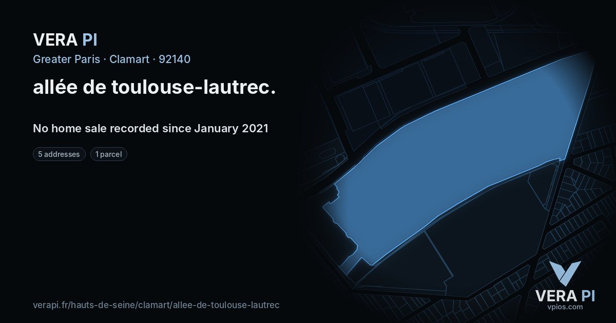 allée de toulouse-lautrec, Clamart at night – every parcel coloured by the prices around it, the street's own parcels lit