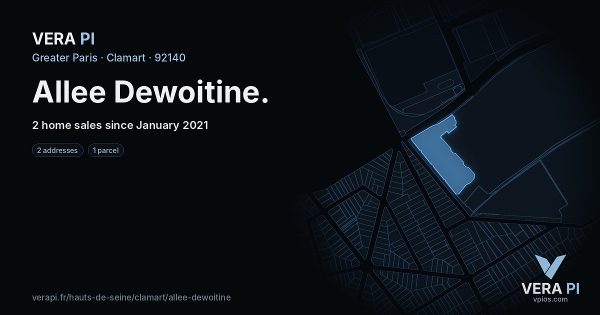 Allee Dewoitine, Clamart at night – every parcel coloured by the prices around it, the street's own parcels lit