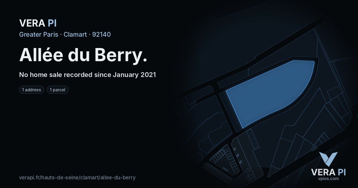 Allée du Berry, Clamart at night – every parcel coloured by the prices around it, the street's own parcels lit