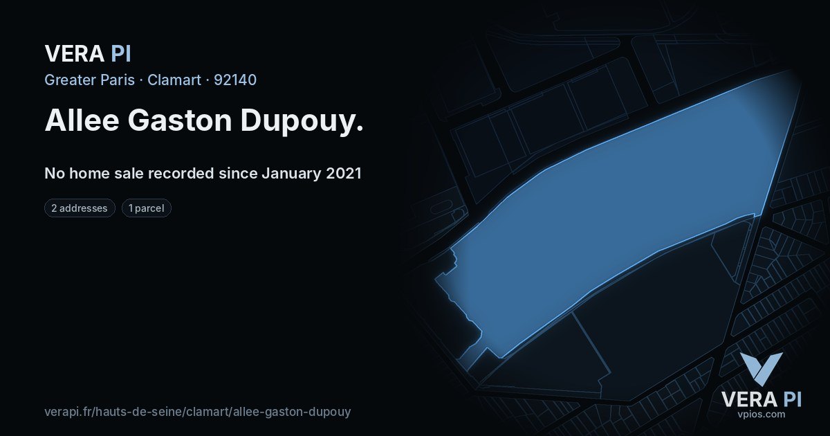 Allee Gaston Dupouy, Clamart at night – every parcel coloured by the prices around it, the street's own parcels lit