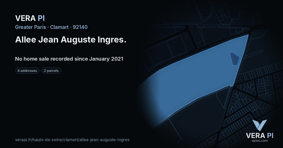 Allee Jean Auguste Ingres, Clamart at night – every parcel coloured by the prices around it, the street's own parcels lit