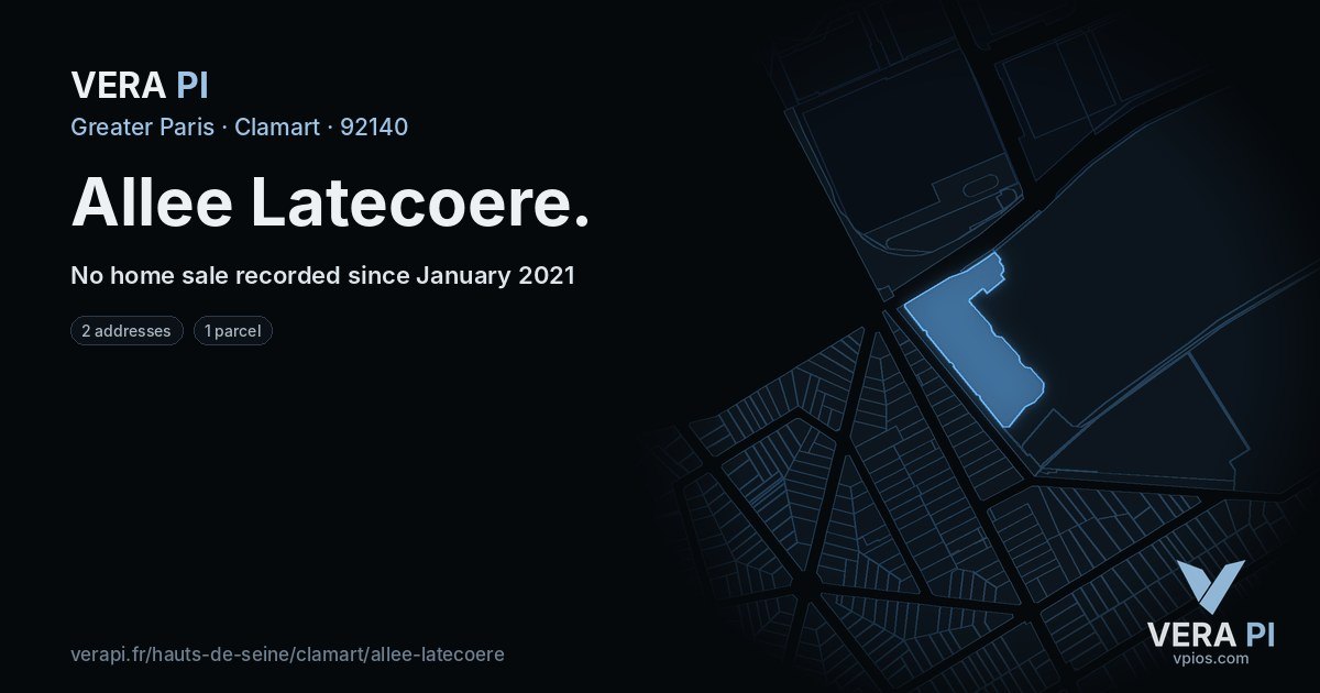 Allee Latecoere, Clamart at night – every parcel coloured by the prices around it, the street's own parcels lit