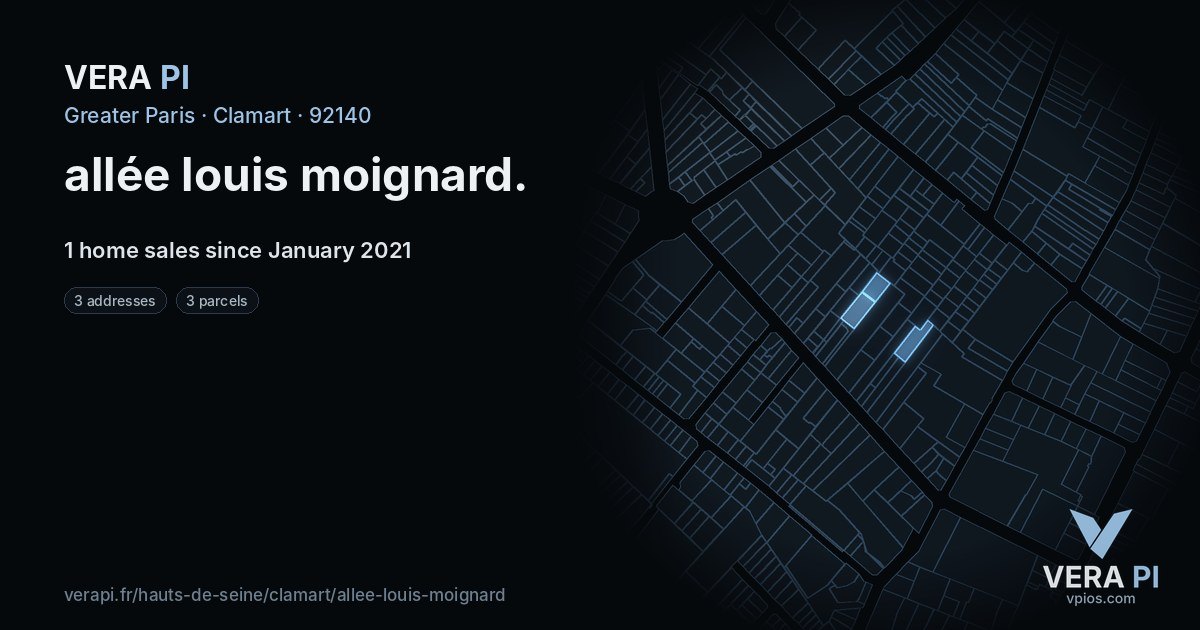 allée louis moignard, Clamart at night – every parcel coloured by the prices around it, the street's own parcels lit