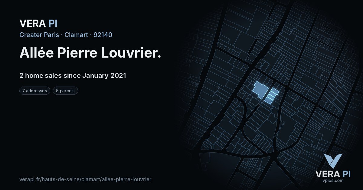 Allée Pierre Louvrier, Clamart at night – every parcel coloured by the prices around it, the street's own parcels lit