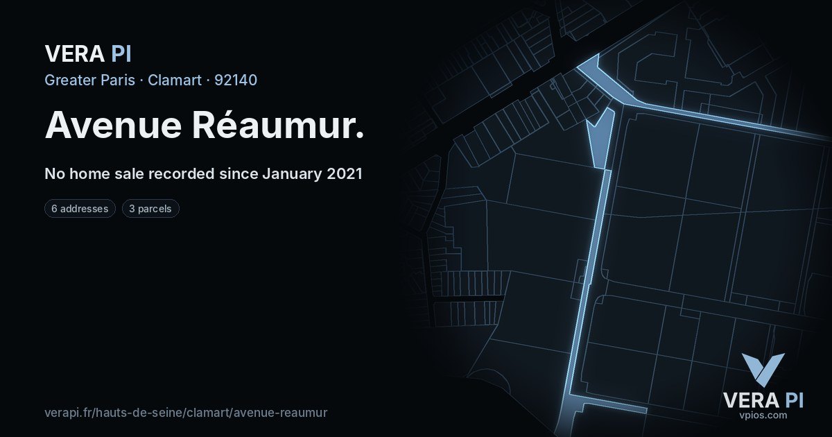 Avenue Réaumur, Clamart at night – every parcel coloured by the prices around it, the street's own parcels lit