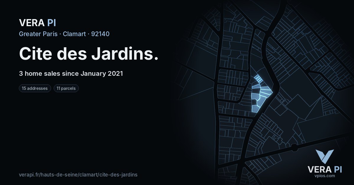 Cite des Jardins, Clamart at night – every parcel coloured by the prices around it, the street's own parcels lit