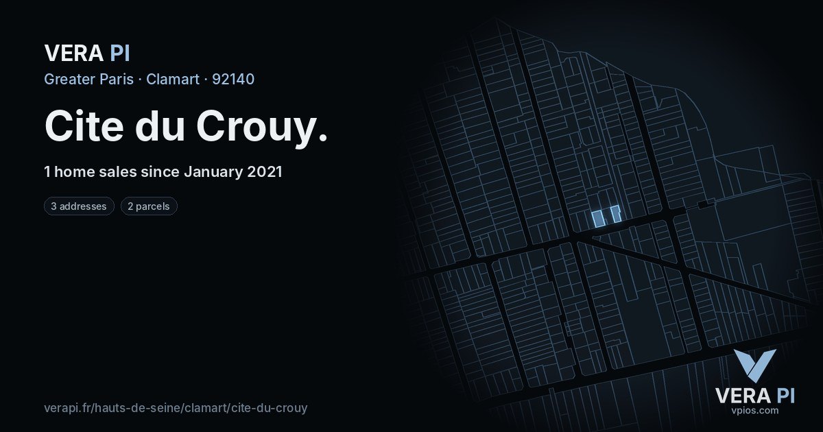 Cite du Crouy, Clamart at night – every parcel coloured by the prices around it, the street's own parcels lit