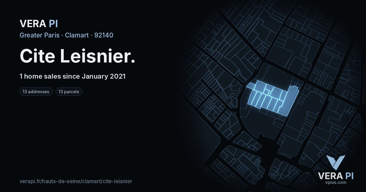 Cite Leisnier, Clamart at night – every parcel coloured by the prices around it, the street's own parcels lit
