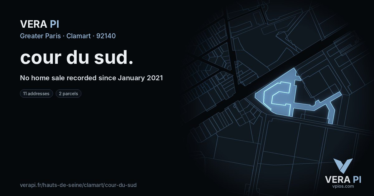 cour du sud, Clamart at night – every parcel coloured by the prices around it, the street's own parcels lit