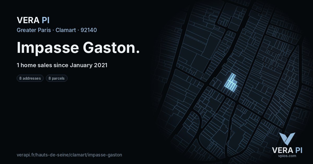 Impasse Gaston, Clamart at night – every parcel coloured by the prices around it, the street's own parcels lit