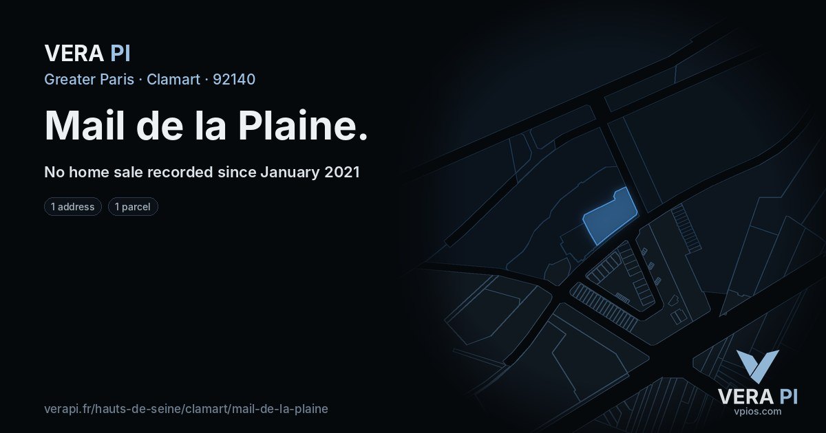 Mail de la Plaine, Clamart at night – every parcel coloured by the prices around it, the street's own parcels lit