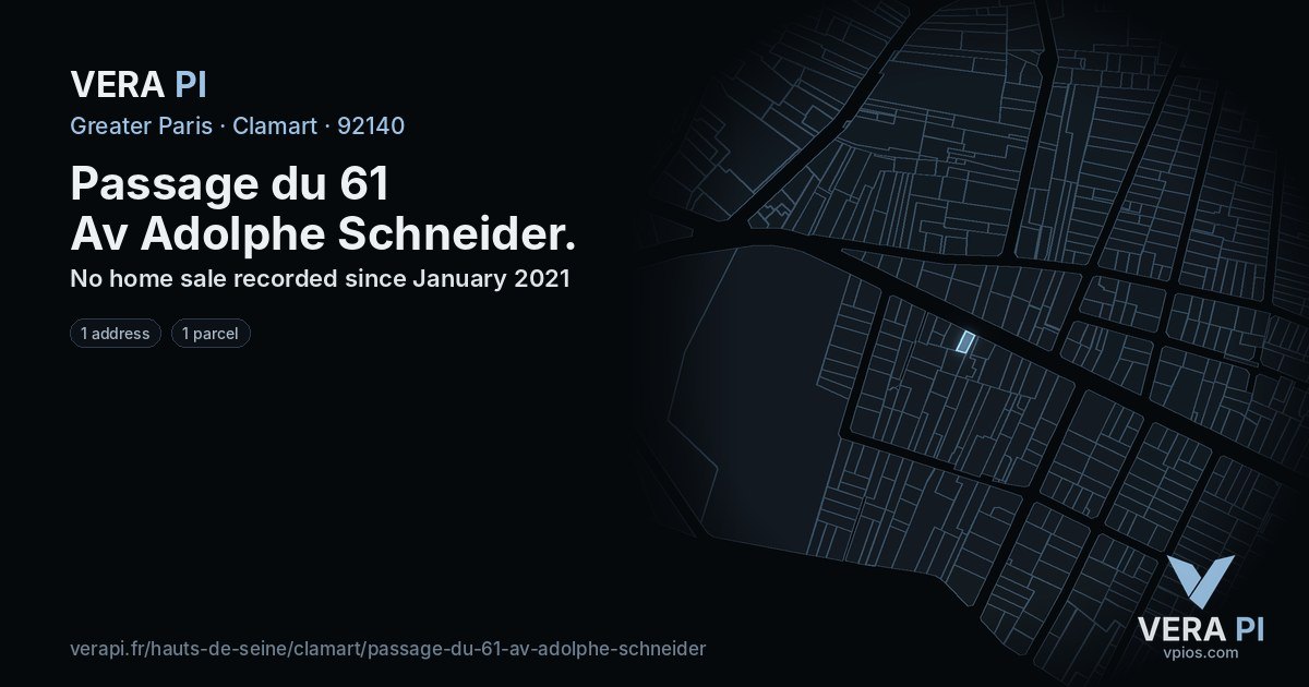 Passage du 61 Av Adolphe Schneider, Clamart at night – every parcel coloured by the prices around it, the street's own parcels lit