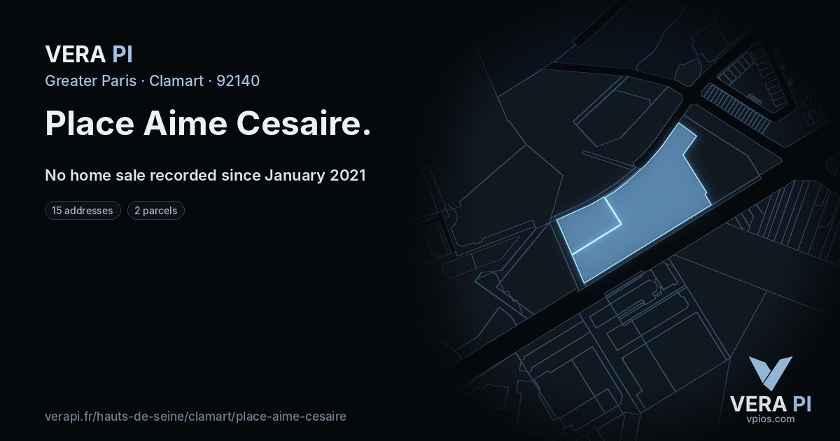Place Aime Cesaire, Clamart at night – every parcel coloured by the prices around it, the street's own parcels lit
