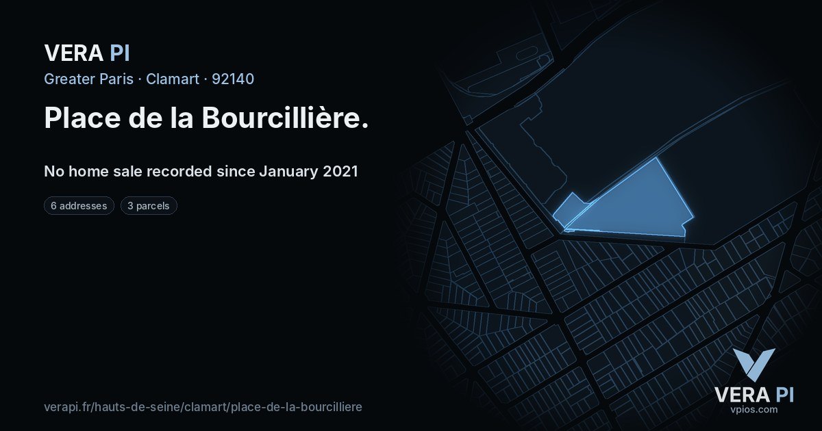 Place de la Bourcillière, Clamart at night – every parcel coloured by the prices around it, the street's own parcels lit