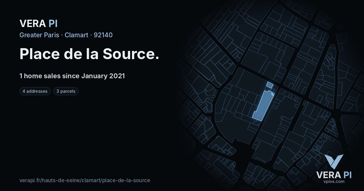 Place de la Source, Clamart at night – every parcel coloured by the prices around it, the street's own parcels lit
