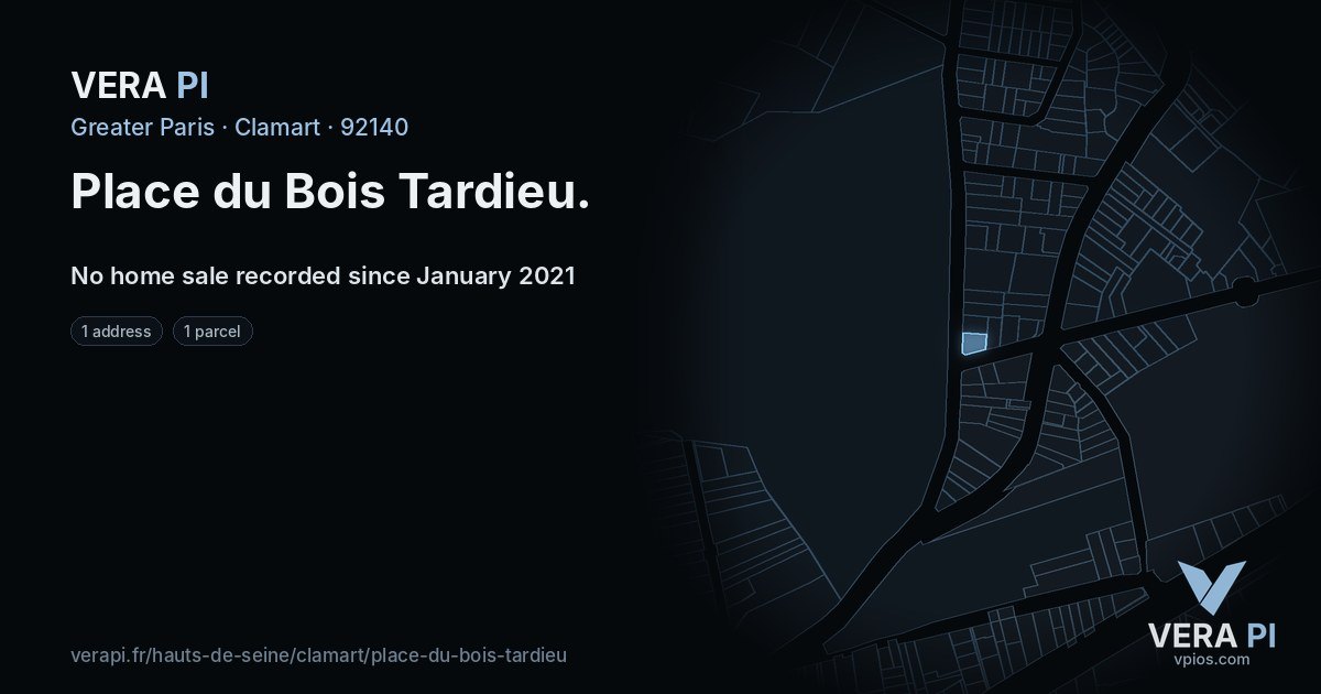 Place du Bois Tardieu, Clamart at night – every parcel coloured by the prices around it, the street's own parcels lit