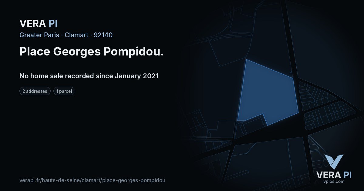 Place Georges Pompidou, Clamart at night – every parcel coloured by the prices around it, the street's own parcels lit