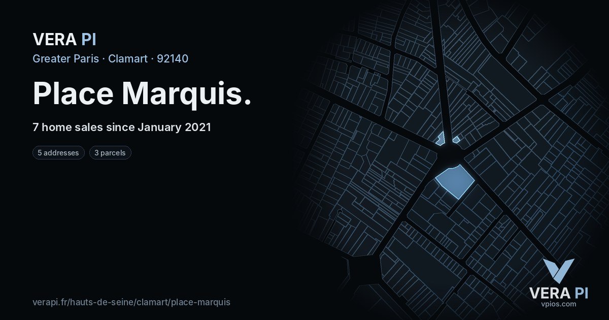 Place Marquis, Clamart at night – every parcel coloured by the prices around it, the street's own parcels lit