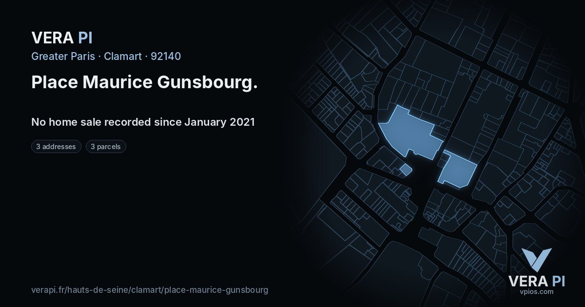 Place Maurice Gunsbourg, Clamart at night – every parcel coloured by the prices around it, the street's own parcels lit