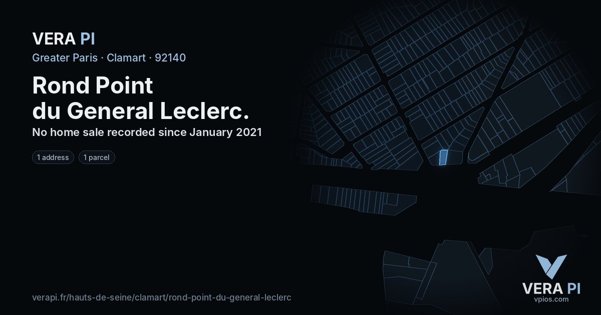 Rond Point du General Leclerc, Clamart at night – every parcel coloured by the prices around it, the street's own parcels lit