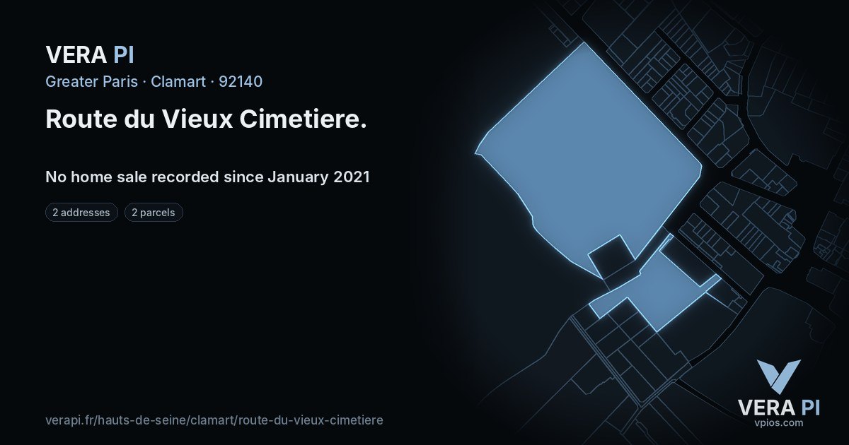 Route du Vieux Cimetiere, Clamart at night – every parcel coloured by the prices around it, the street's own parcels lit