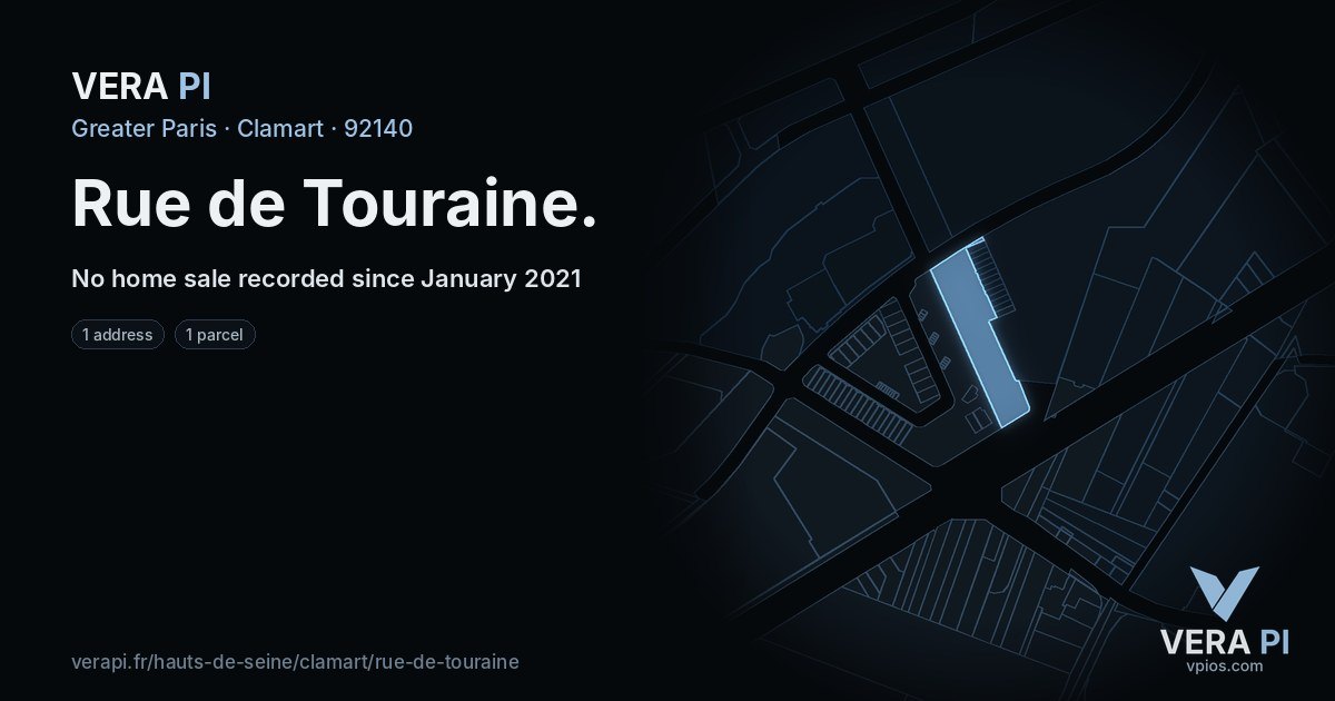 Rue de Touraine, Clamart at night – every parcel coloured by the prices around it, the street's own parcels lit