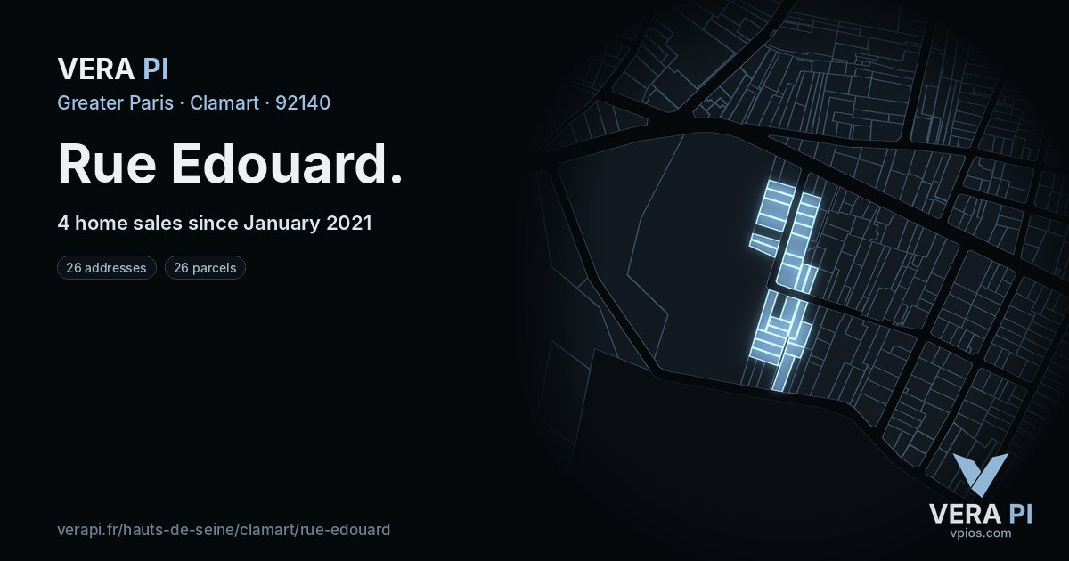 Rue Edouard, Clamart at night – every parcel coloured by the prices around it, the street's own parcels lit