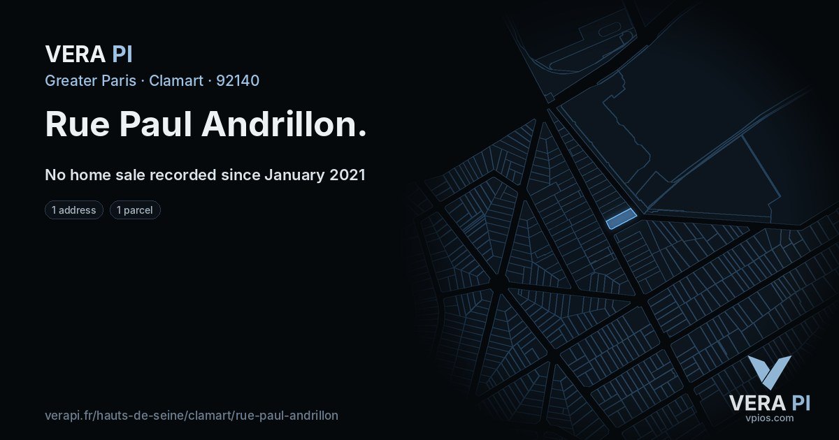 Rue Paul Andrillon, Clamart at night – every parcel coloured by the prices around it, the street's own parcels lit