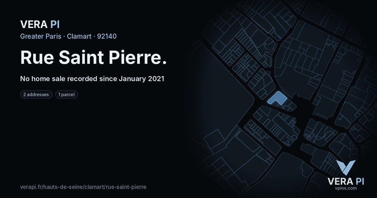 Rue Saint Pierre, Clamart at night – every parcel coloured by the prices around it, the street's own parcels lit