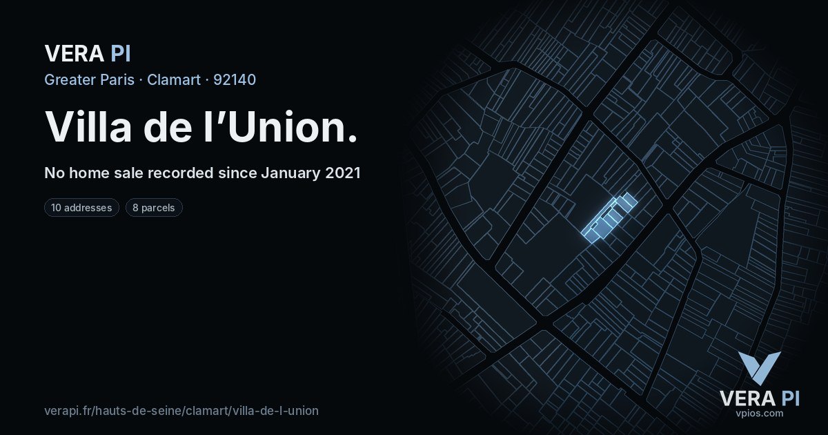 Villa de l’Union, Clamart at night – every parcel coloured by the prices around it, the street's own parcels lit