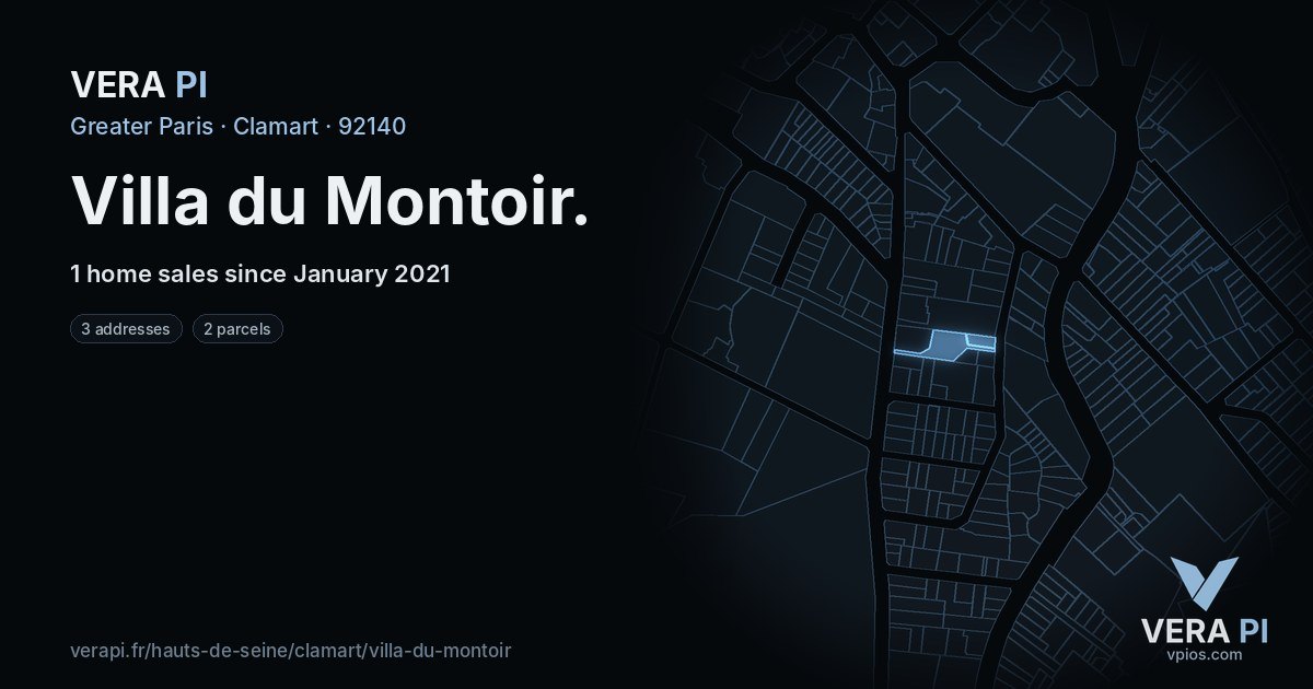 Villa du Montoir, Clamart at night – every parcel coloured by the prices around it, the street's own parcels lit