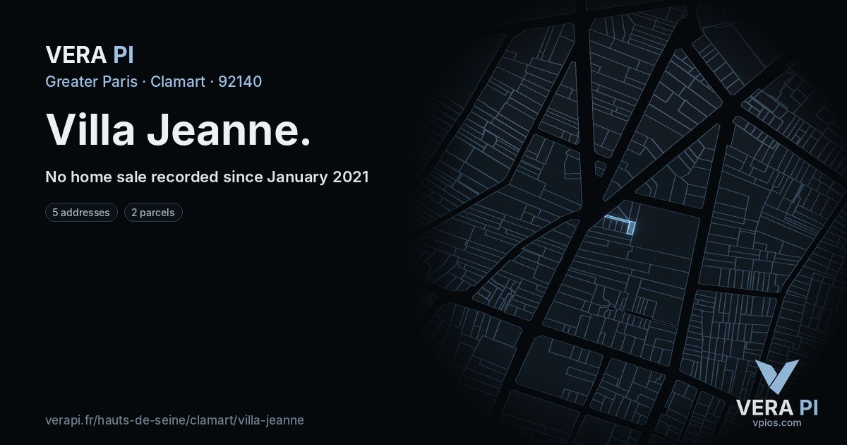 Villa Jeanne, Clamart at night – every parcel coloured by the prices around it, the street's own parcels lit