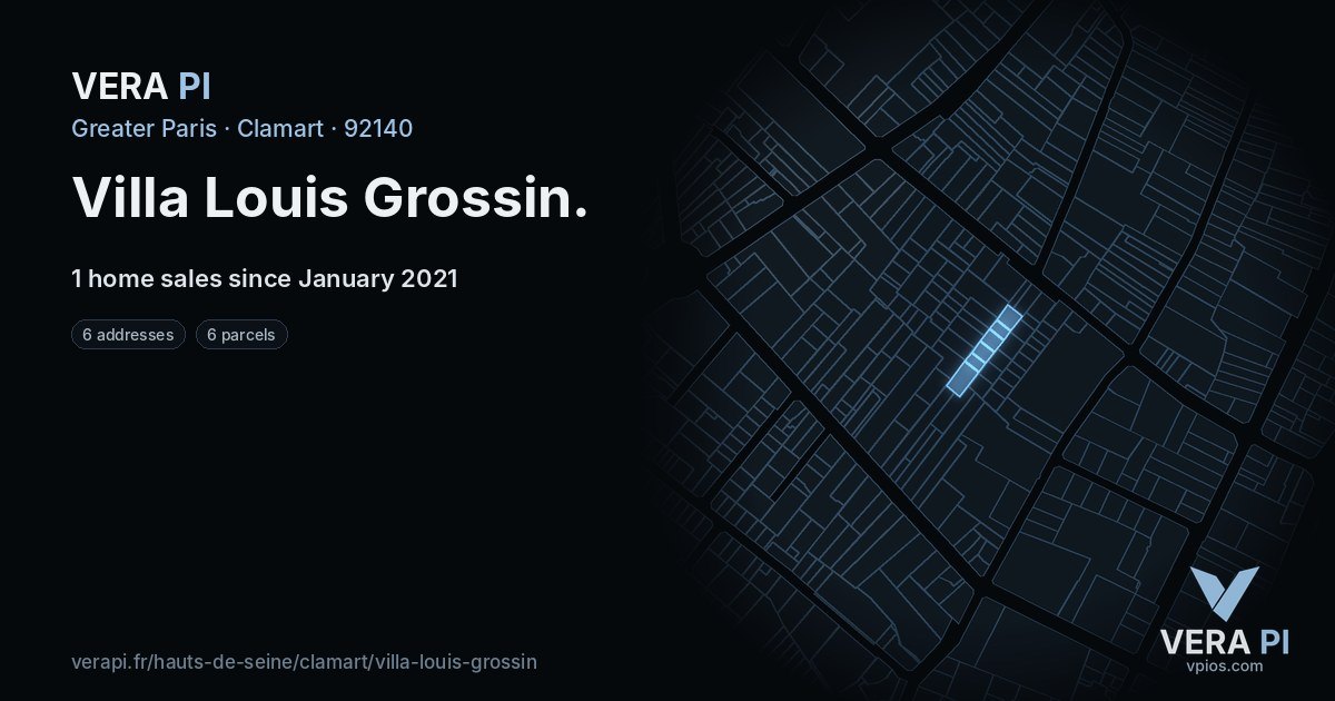 Villa Louis Grossin, Clamart at night – every parcel coloured by the prices around it, the street's own parcels lit
