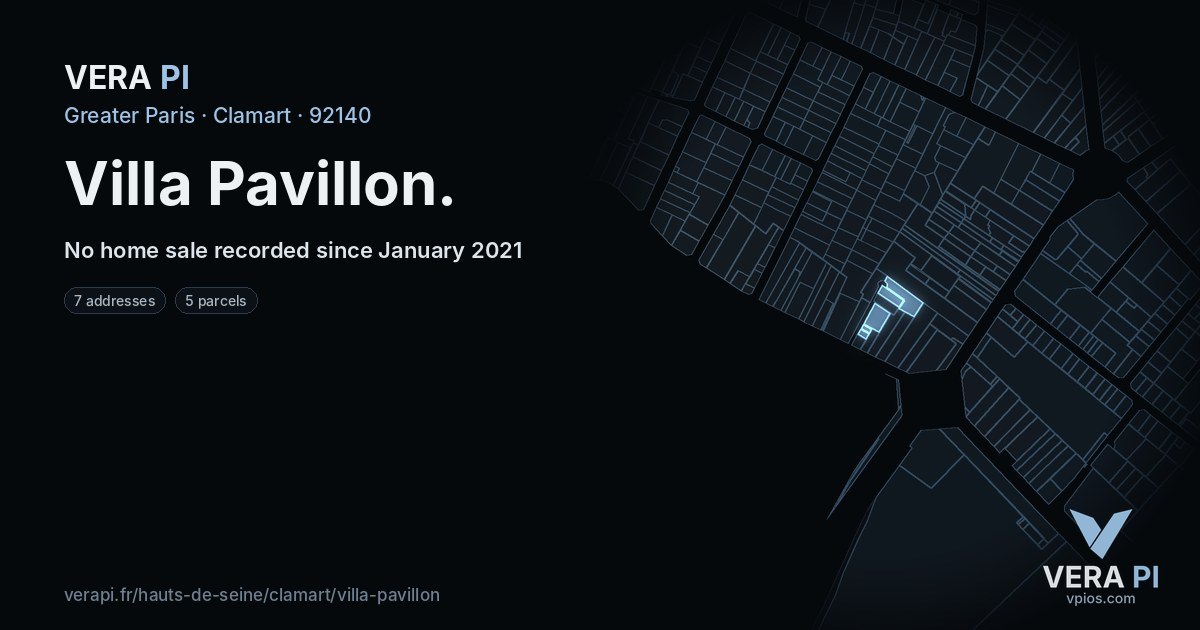 Villa Pavillon, Clamart at night – every parcel coloured by the prices around it, the street's own parcels lit