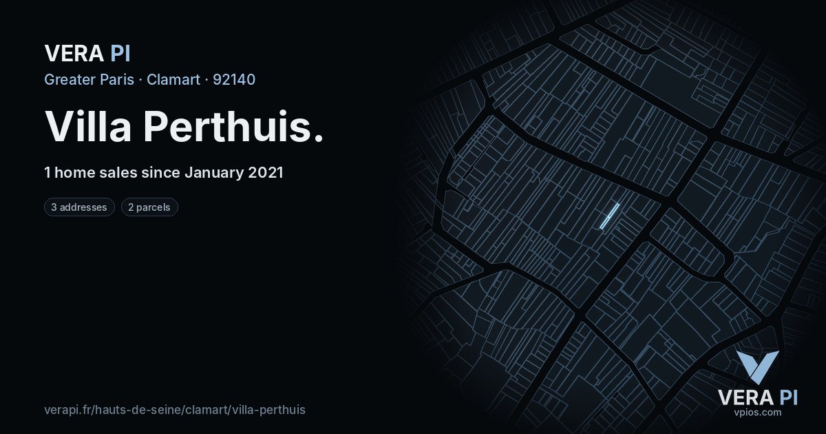 Villa Perthuis, Clamart at night – every parcel coloured by the prices around it, the street's own parcels lit
