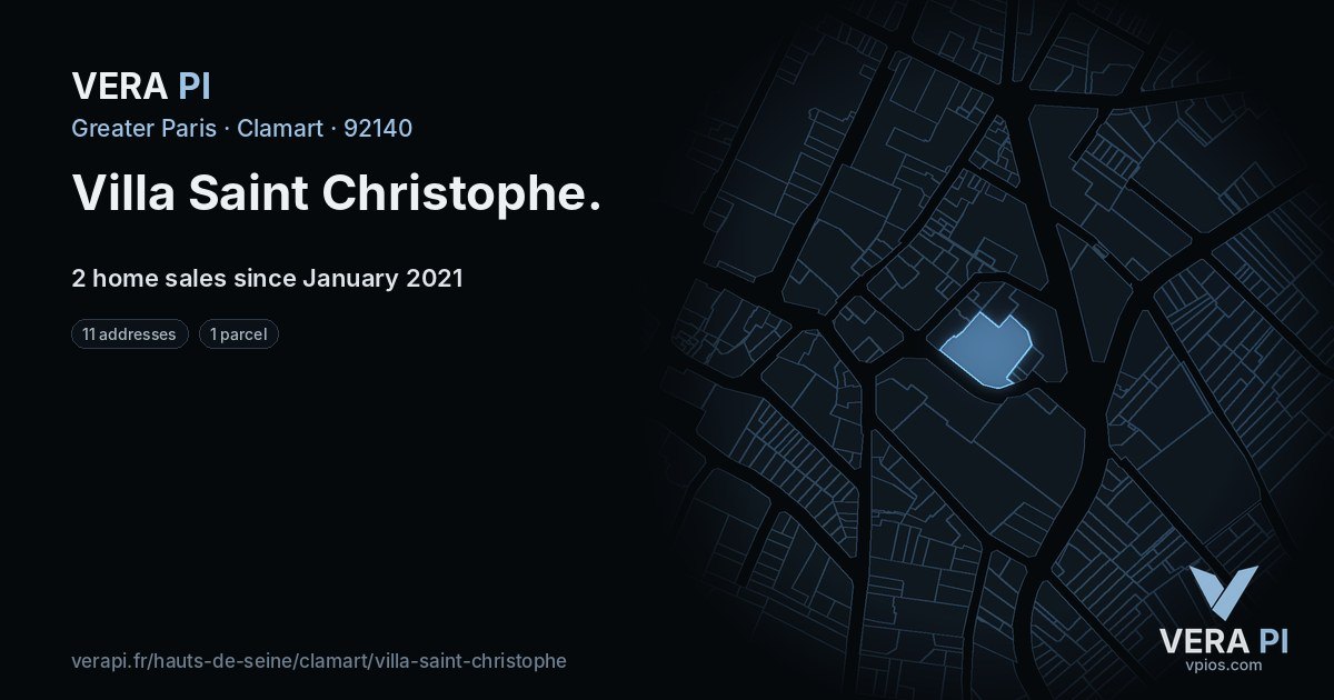 Villa Saint Christophe, Clamart at night – every parcel coloured by the prices around it, the street's own parcels lit