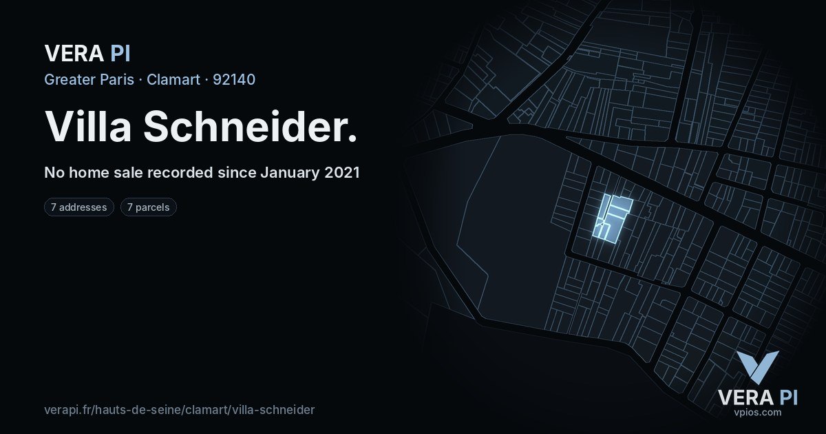 Villa Schneider, Clamart at night – every parcel coloured by the prices around it, the street's own parcels lit
