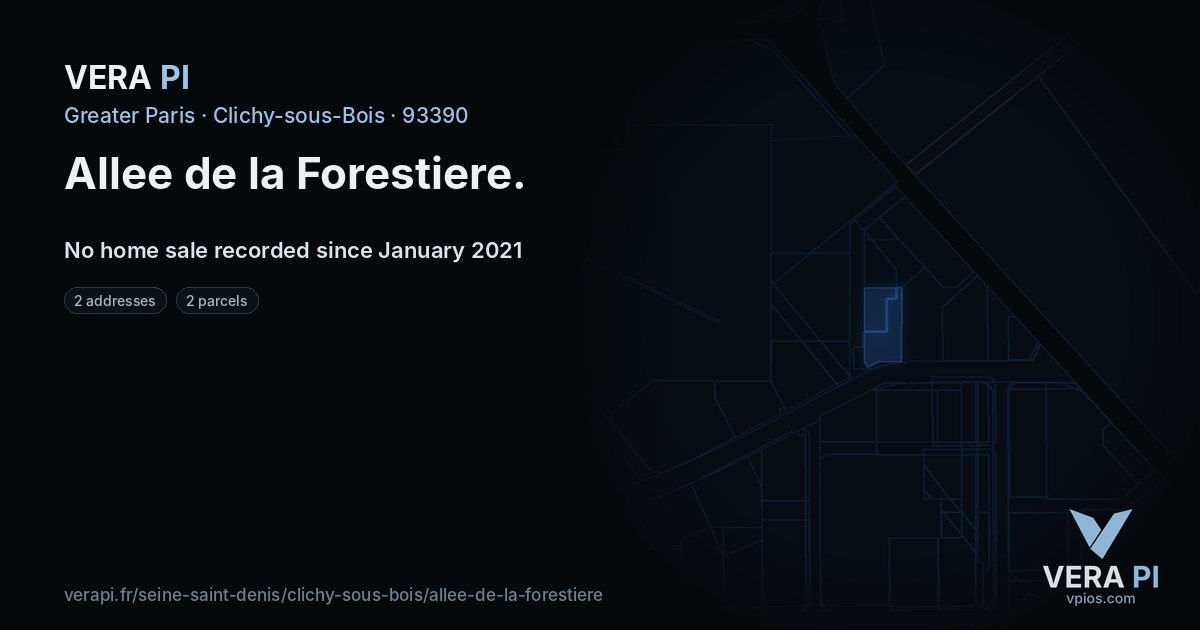 Allee de la Forestiere, Clichy-sous-Bois at night – every parcel coloured by the prices around it, the street's own parcels lit