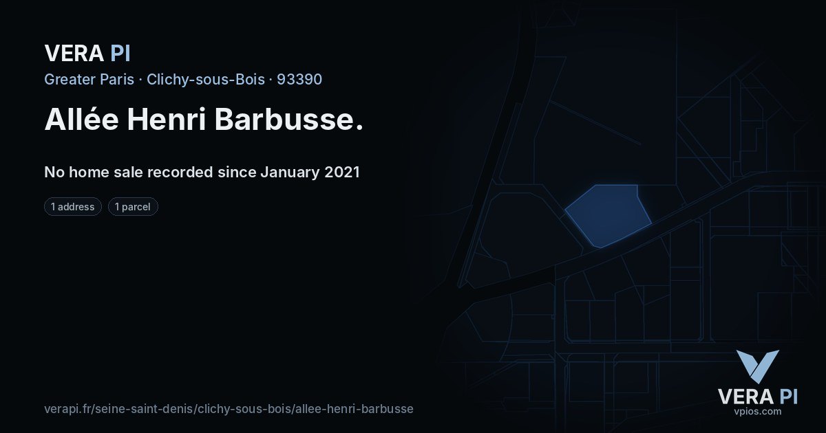 Allée Henri Barbusse, Clichy-sous-Bois at night – every parcel coloured by the prices around it, the street's own parcels lit