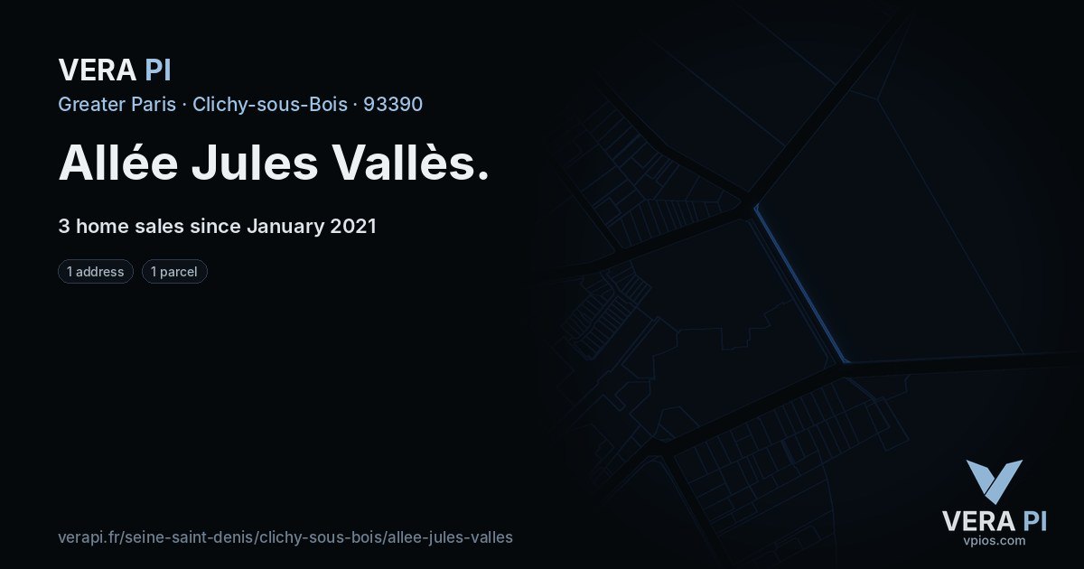 Allée Jules Vallès, Clichy-sous-Bois at night – every parcel coloured by the prices around it, the street's own parcels lit
