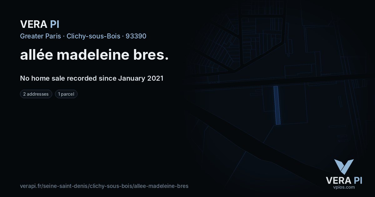 allée madeleine bres, Clichy-sous-Bois at night – every parcel coloured by the prices around it, the street's own parcels lit
