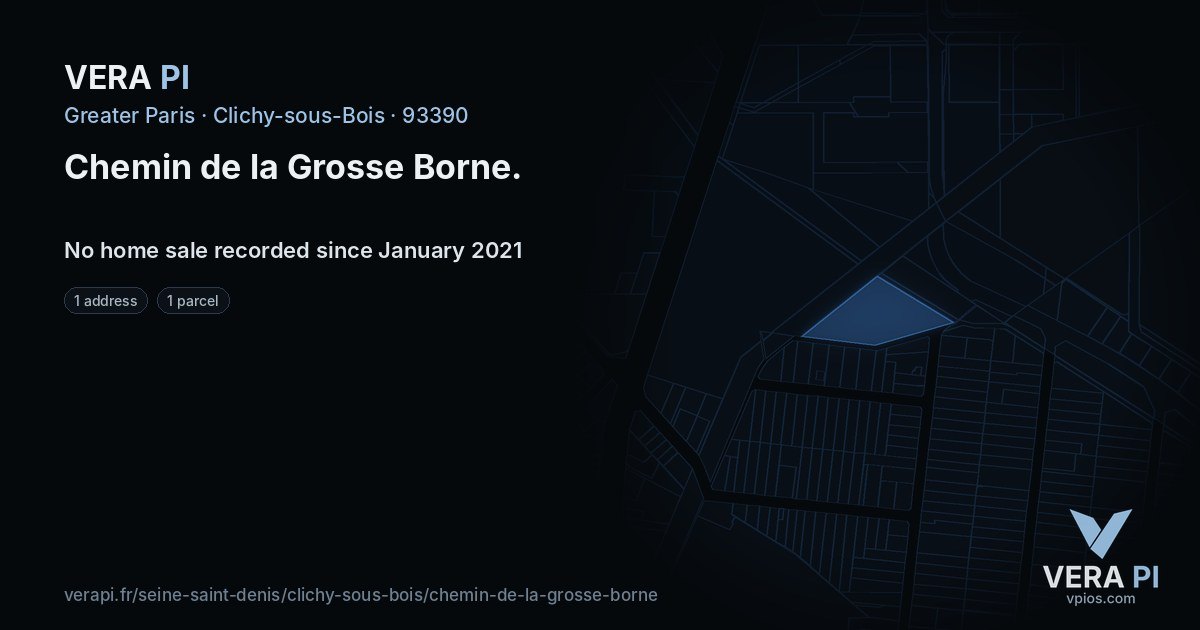 Chemin de la Grosse Borne, Clichy-sous-Bois at night – every parcel coloured by the prices around it, the street's own parcels lit